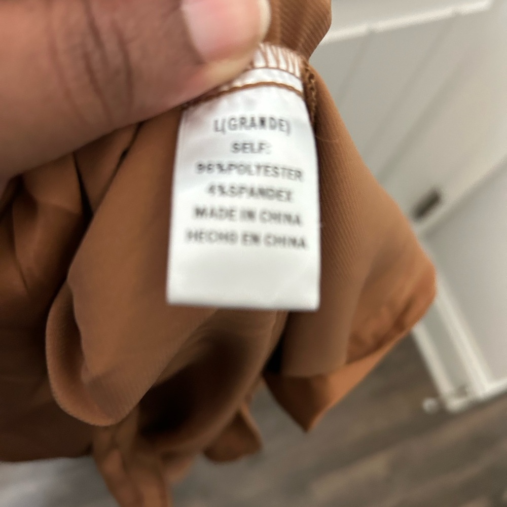 Fashion Nova Copper Wrap Long Sleeve Button Down Satin Dress - Picture 8 of 8